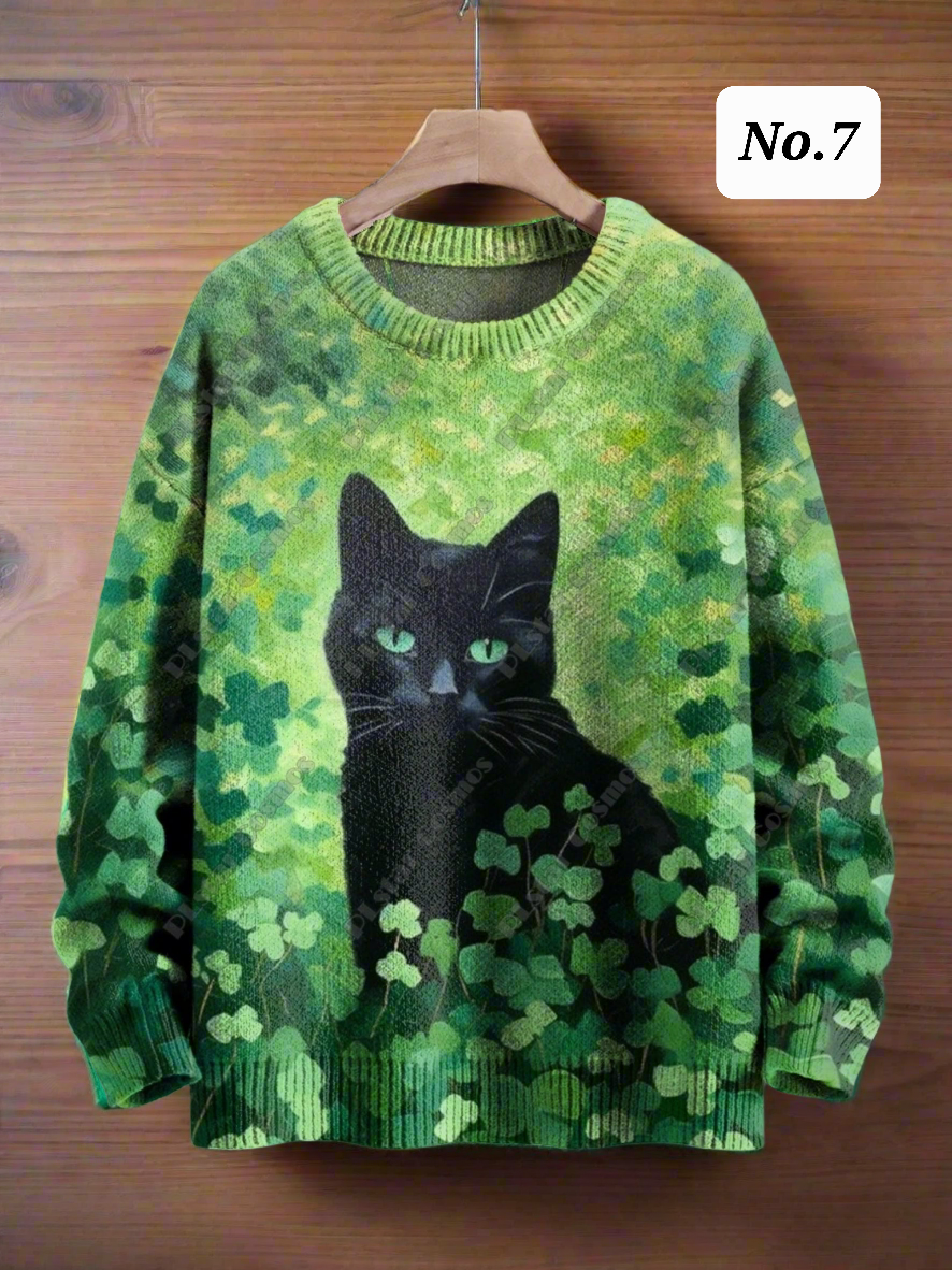 Stylish Cats & Dogs Animals Sweater  SELECTION (Includes Plus Sizes)