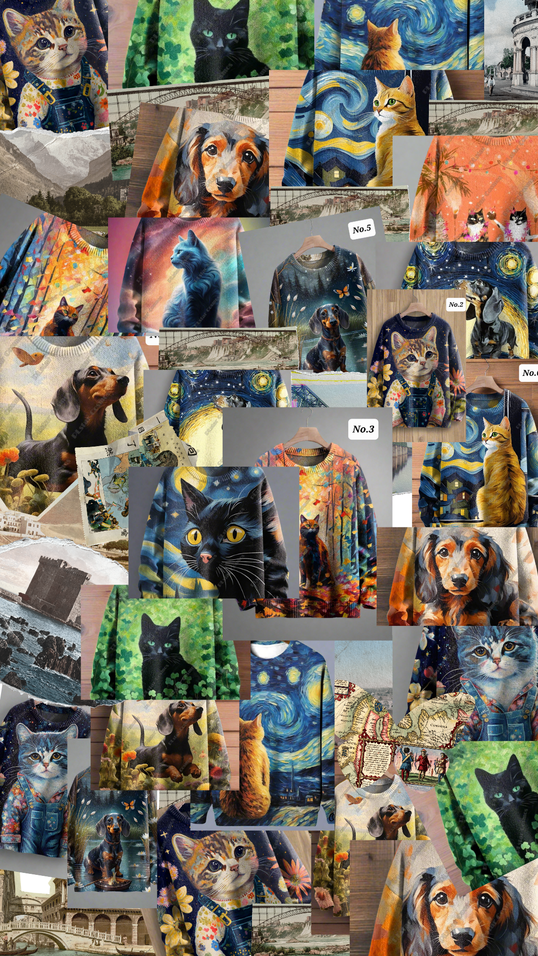 Stylish Cats & Dogs Animals Sweater  SELECTION (Includes Plus Sizes)