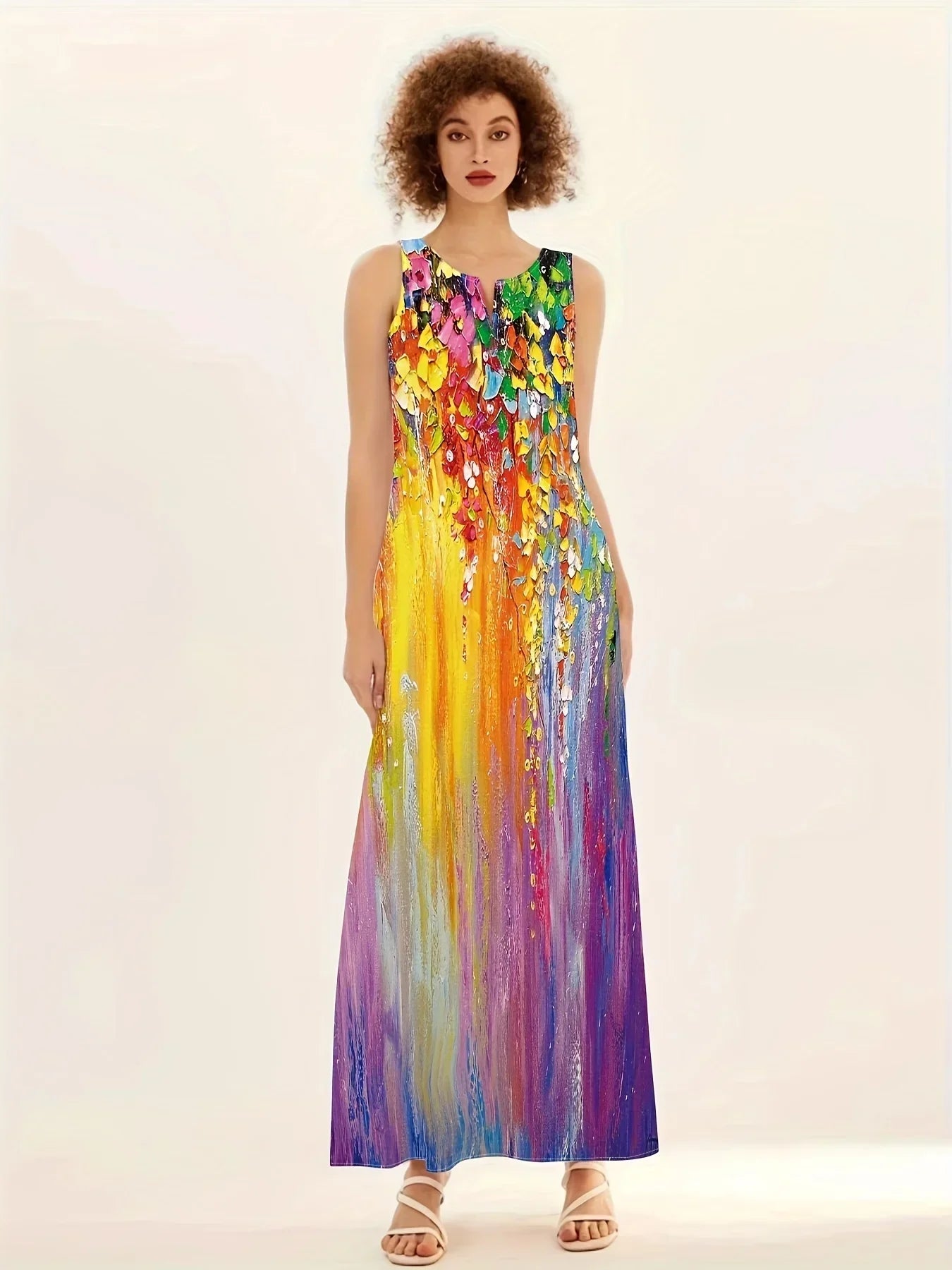 1. Bohemian Maxi Dresses for Women with Pockets Loose Summer Clothing Printed Ankle-Length A-Line Dresses