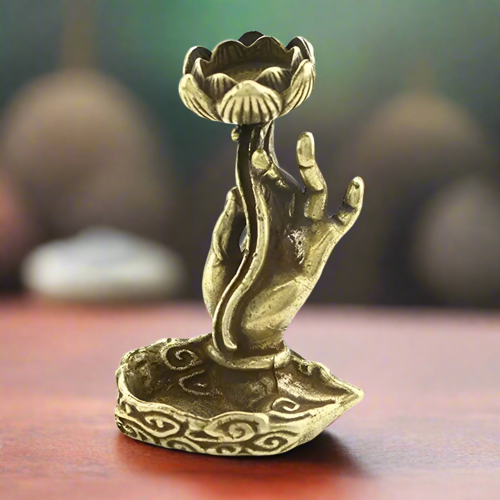 Buddha's Fingers Holding A Lotus Incense Burner