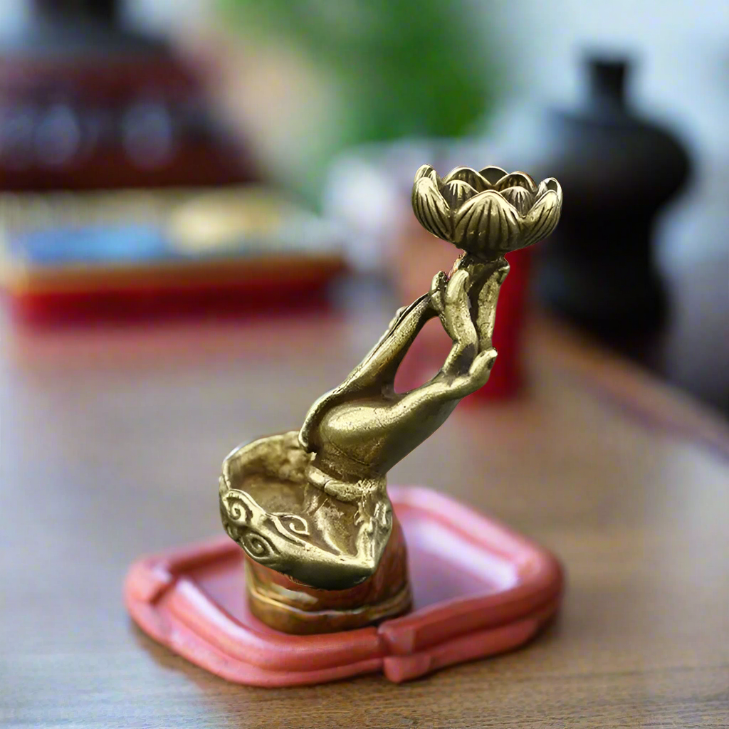 Buddha's Fingers Holding A Lotus Incense Burner