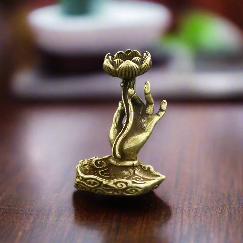 Buddha's Fingers Holding A Lotus Incense Burner