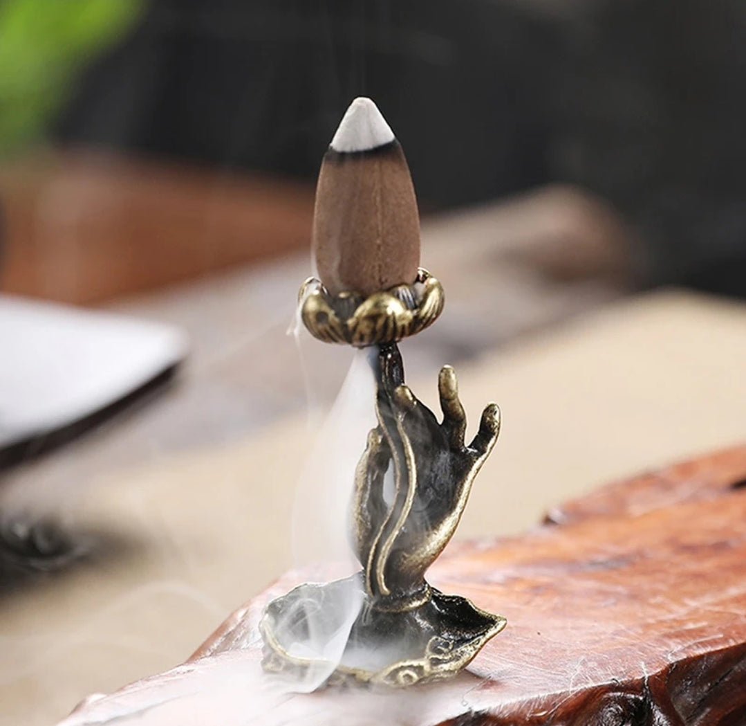 Buddha's Fingers Holding A Lotus Incense Burner