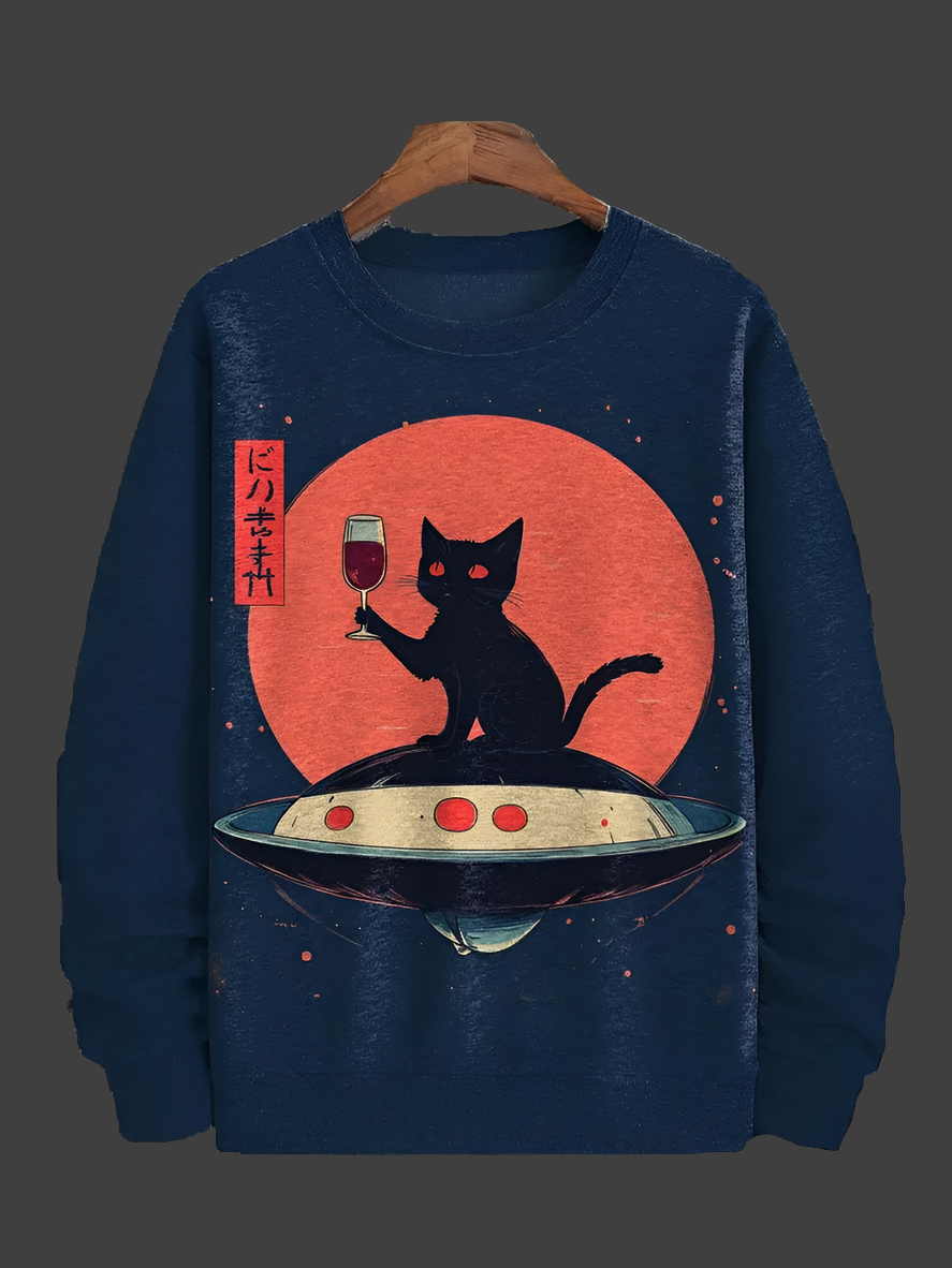 Cat Printed Japanese Art Prints Casual Sweatshirt Collection