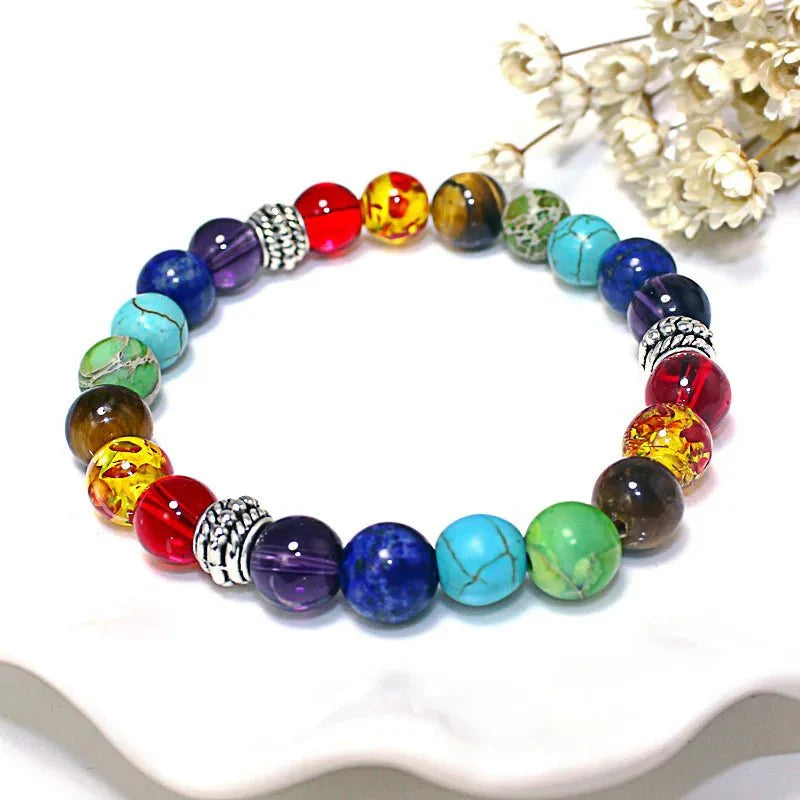 7 Chakra Healing Beaded Bracelet with Natural Lava Precious Stones [SELECTION]