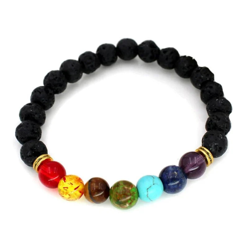 7 Chakra Healing Beaded Bracelet with Natural Lava Precious Stones [SELECTION]