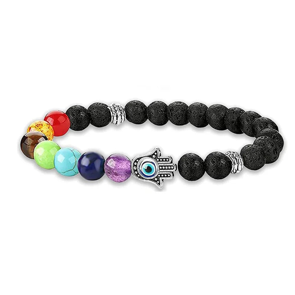 7 Chakra Healing Beaded Bracelet with Natural Lava Precious Stones [SELECTION]
