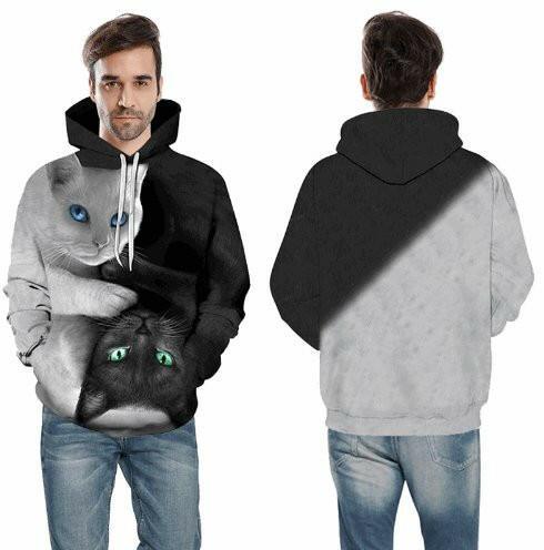 Bright Eyes Black & White Cats Hoodie
