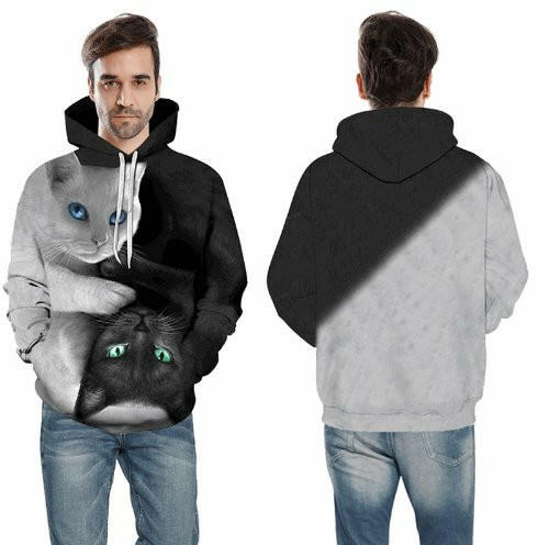 Bright Eyes Black & White Cats Hoodie