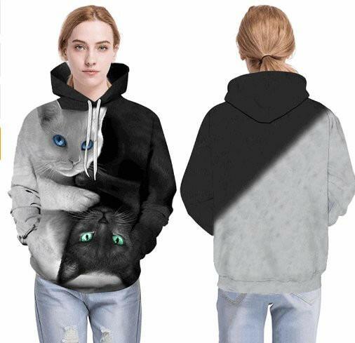 Bright Eyes Black & White Cats Hoodie