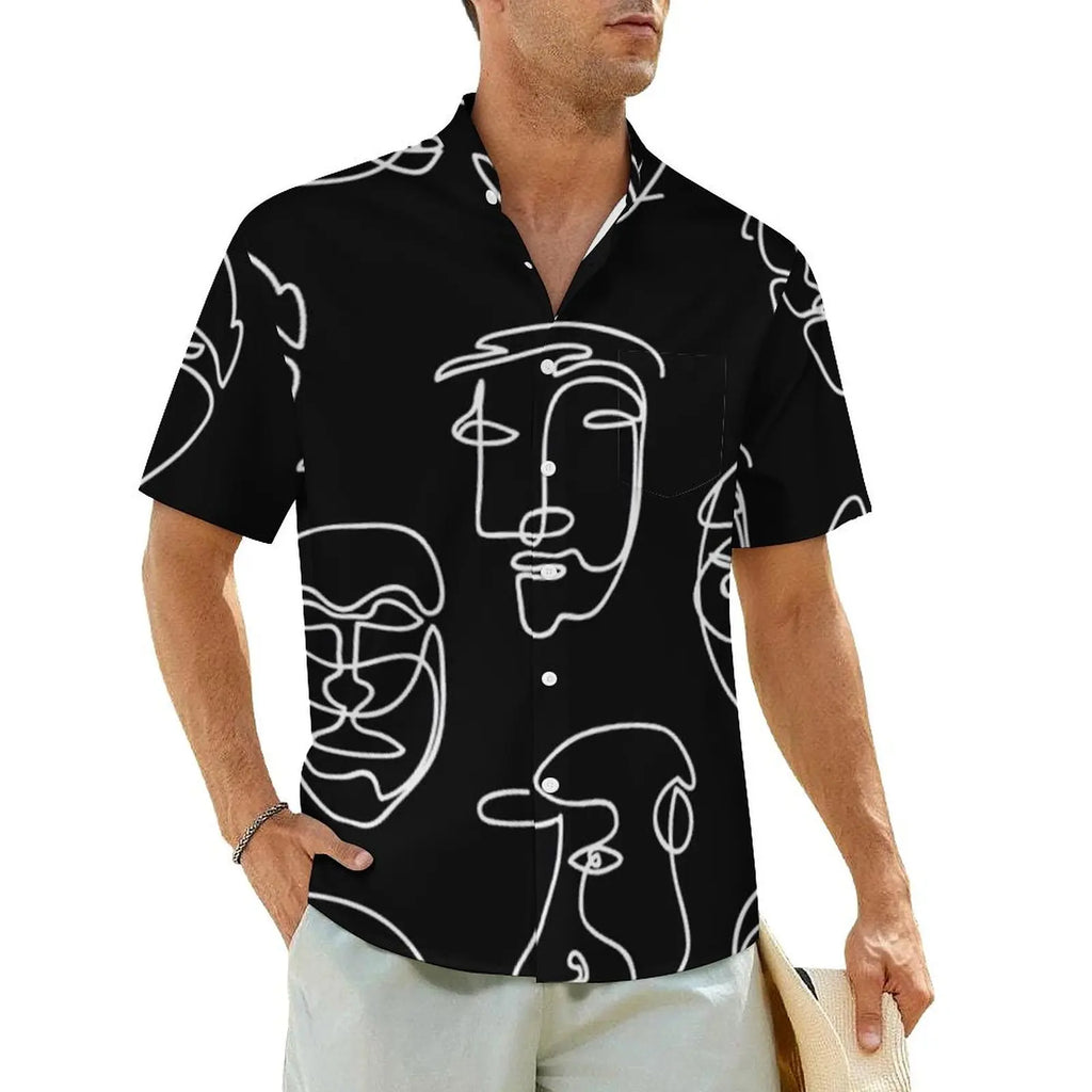2.Men's Casual Funky Art Short Sleeve Collared Beach Shirts Collection