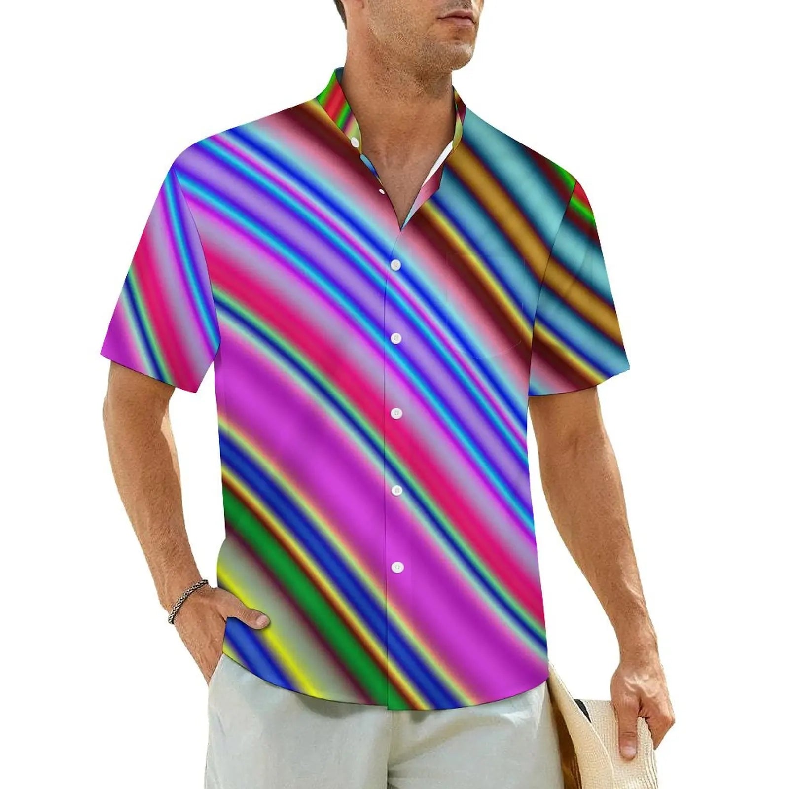 2.Men's Casual Funky Art Short Sleeve Collared Beach Shirts Collection