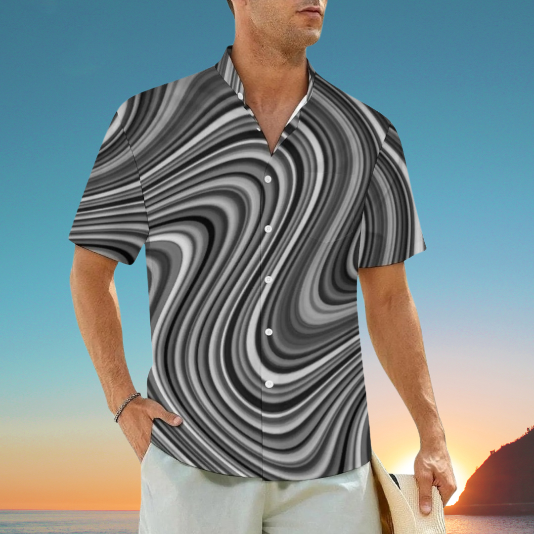 2.Men's Casual Funky Art Short Sleeve Collared Beach Shirts Collection