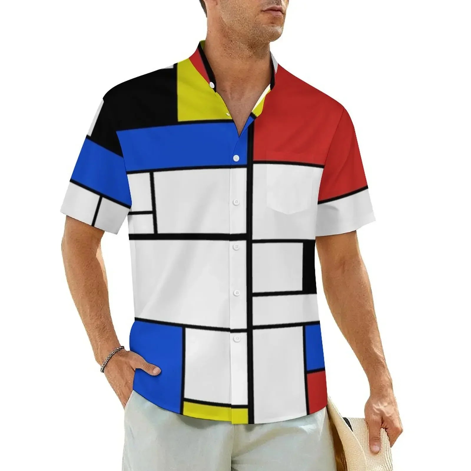 1.Men's Casual Funky Art Short Sleeve Collared Beach Shirts Collection