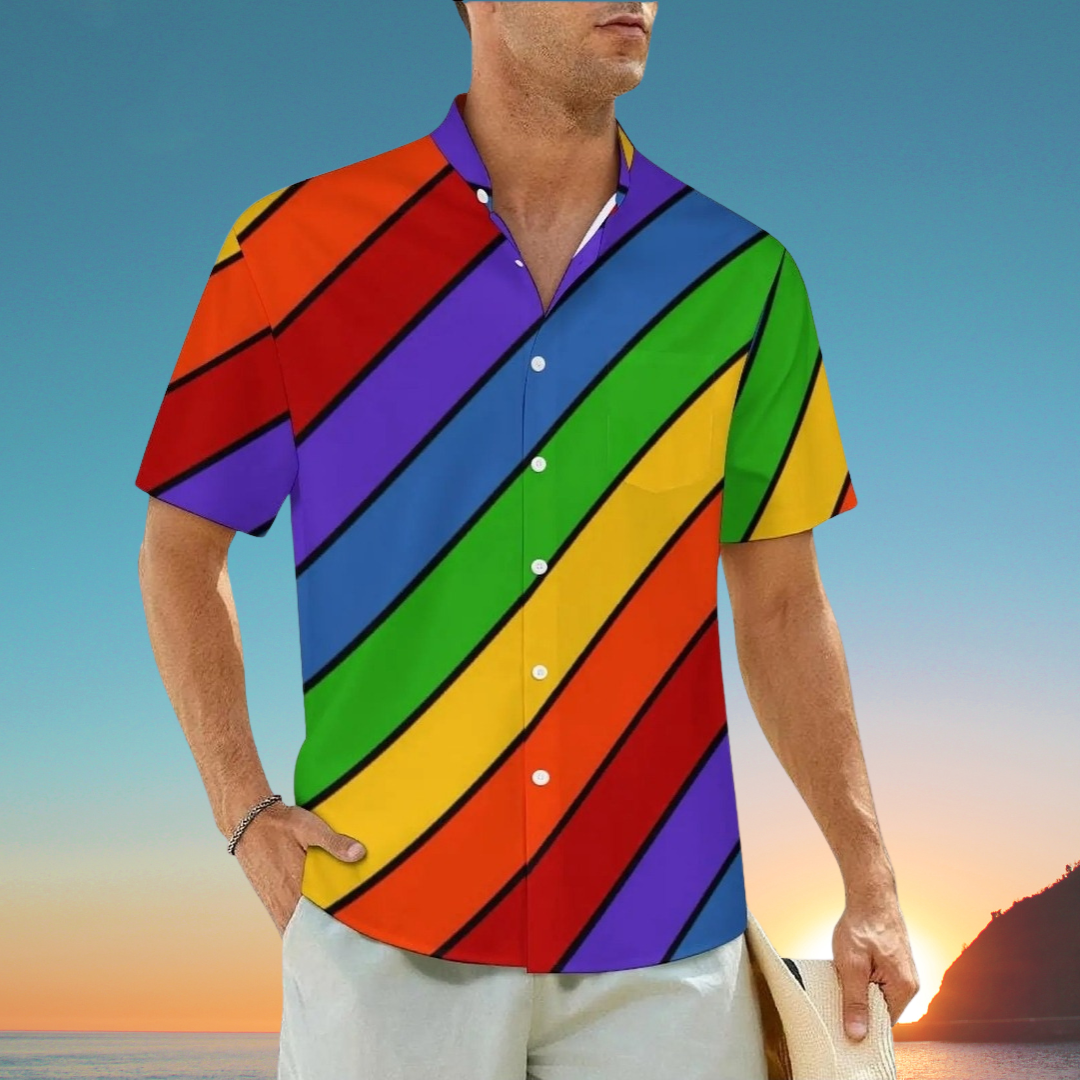 1.Men's Casual Funky Art Short Sleeve Collared Beach Shirts Collection