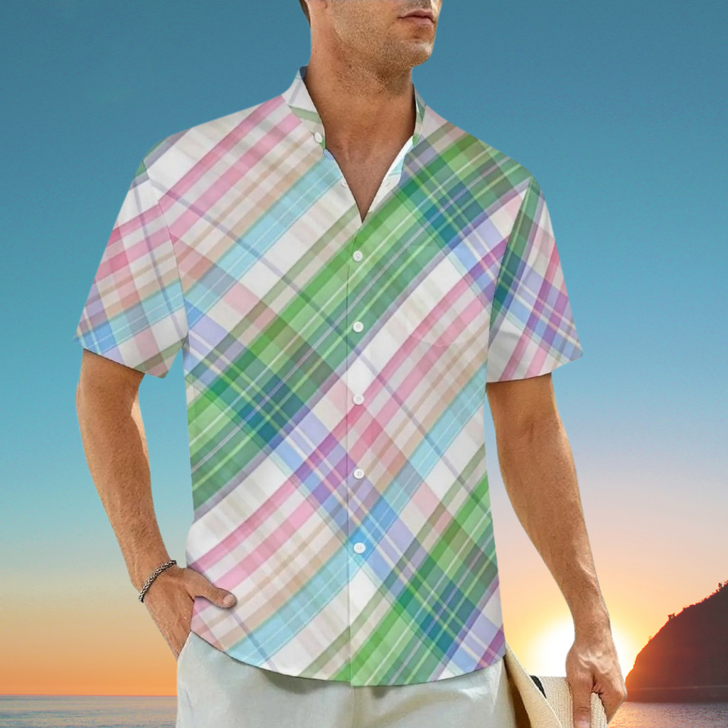 1.Men's Casual Funky Art Short Sleeve Collared Beach Shirts Collection