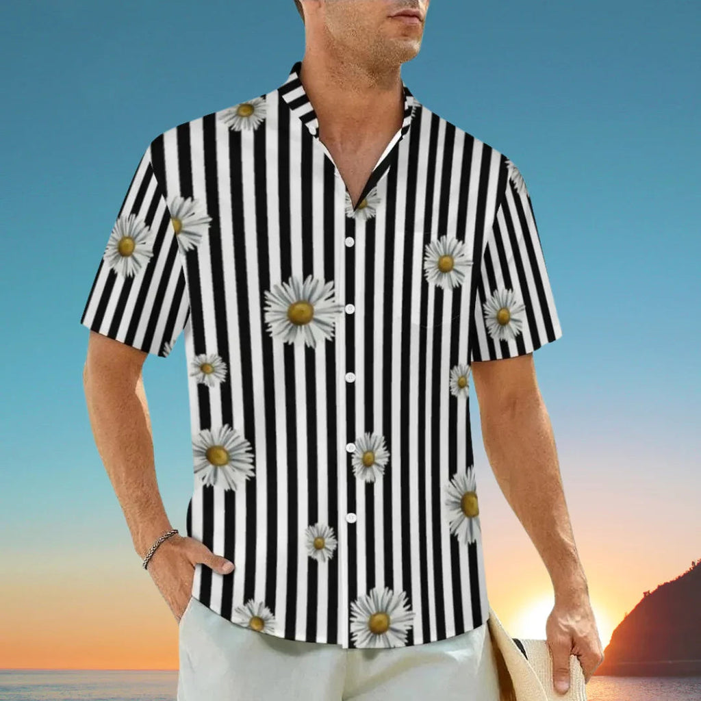 1.Men's Casual Funky Art Short Sleeve Collared Beach Shirts Collection