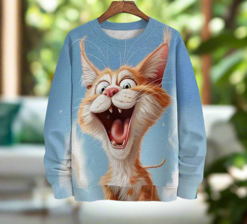 Unisex Sweatshirt with Funny Animal Faces (Sizes S-5XL)