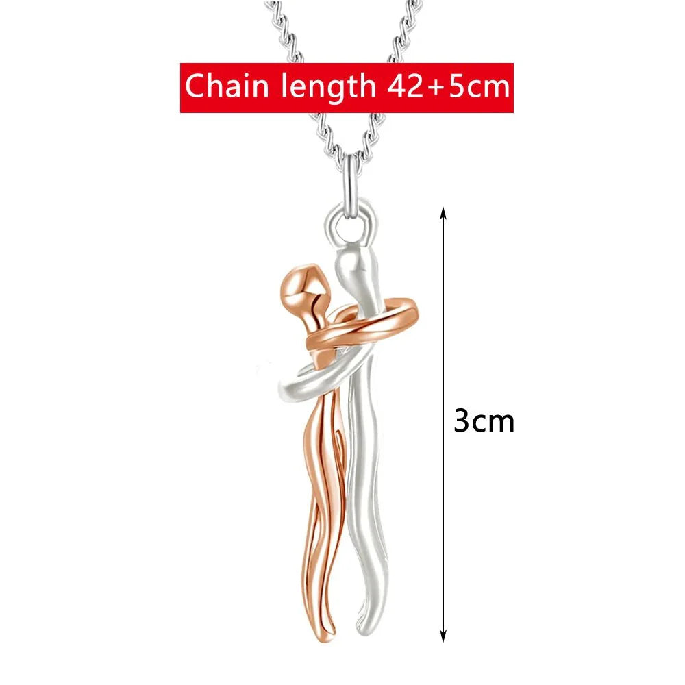 Couple Hugging Pendant Necklace