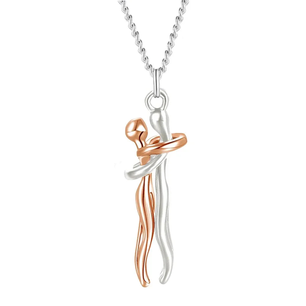 Couple Hugging Pendant Necklace