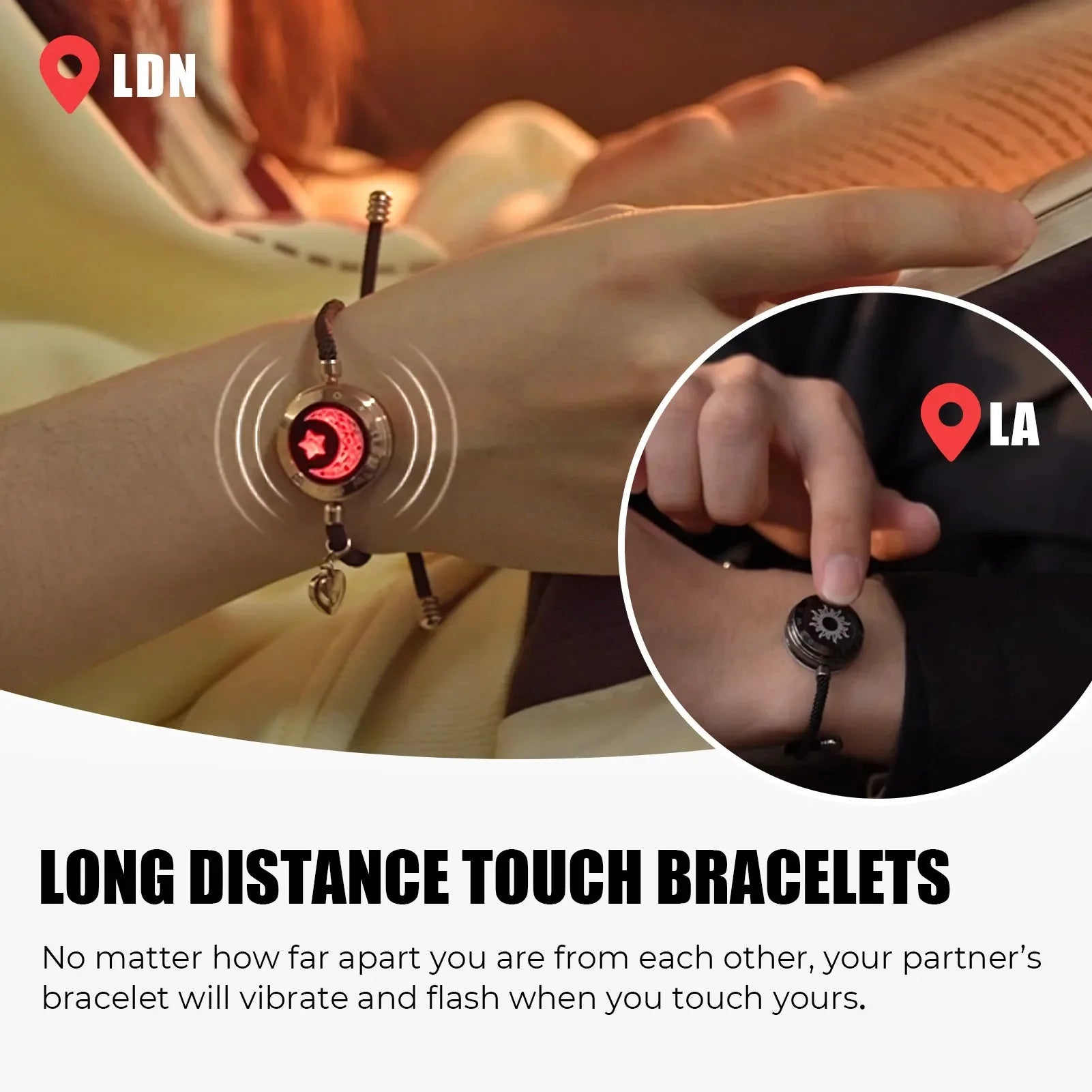 totwoo Long Distance Light Up Smart Bracelets (Couples & Long Distance Relationship)