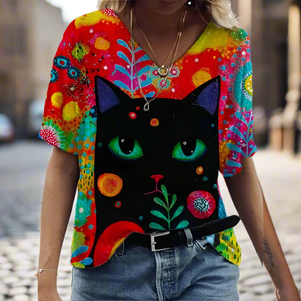 1.Chic & Playful 3D Cat Print T-Shirts