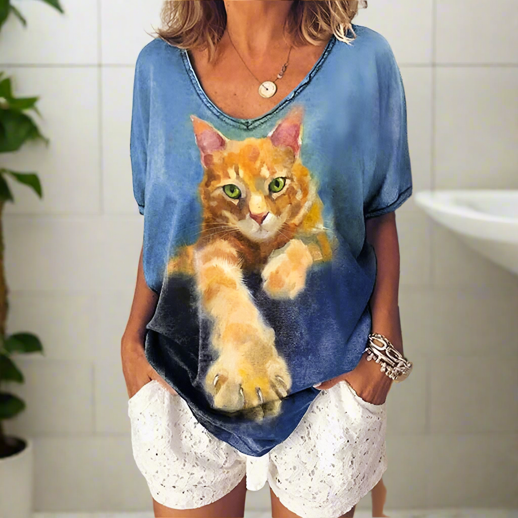 1.Chic & Playful 3D Cat Print T-Shirts