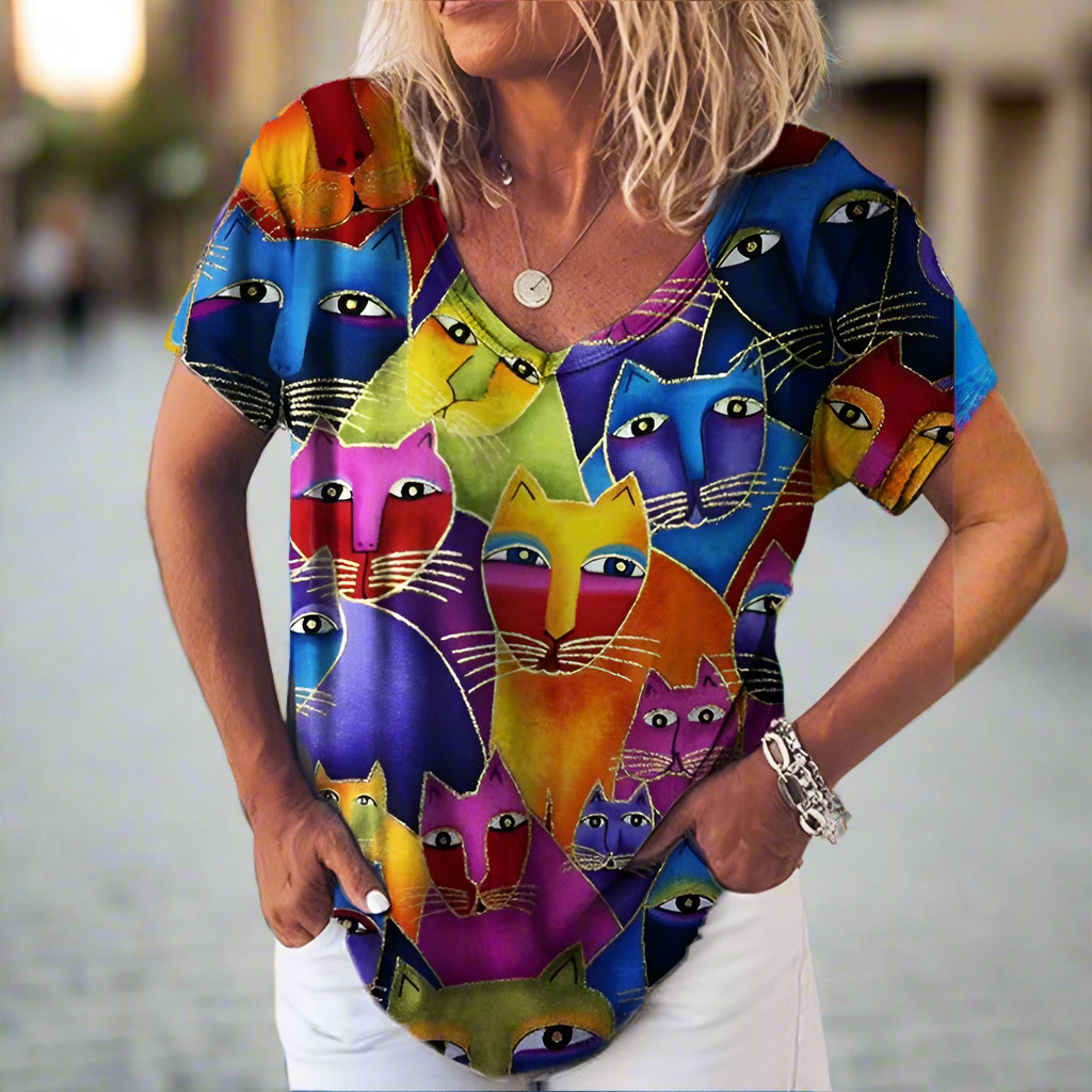 3.Chic & Playful 3D Cat Print T-Shirts