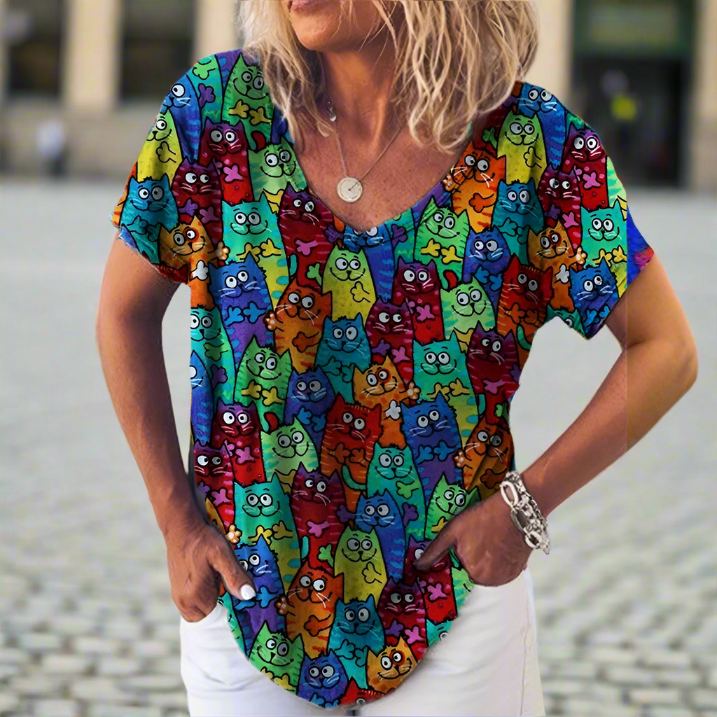 3.Chic & Playful 3D Cat Print T-Shirts