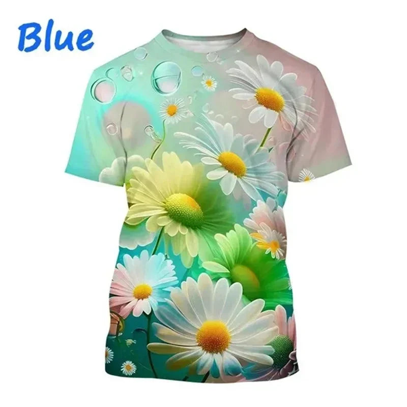 1.Unisex Chrysanthemum & Daisies 3D  T-Shirts (XS-4XL)