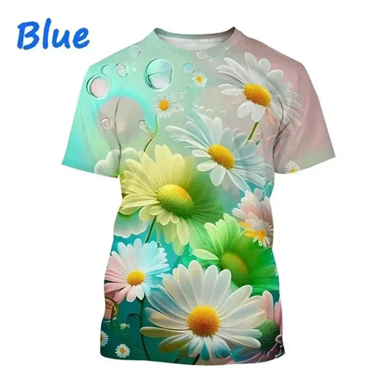 1.Unisex Chrysanthemum & Daisies 3D  T-Shirts (XS-4XL)