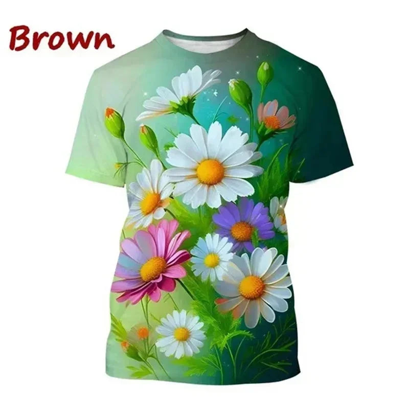 1.Unisex Chrysanthemum & Daisies 3D  T-Shirts (XS-4XL)