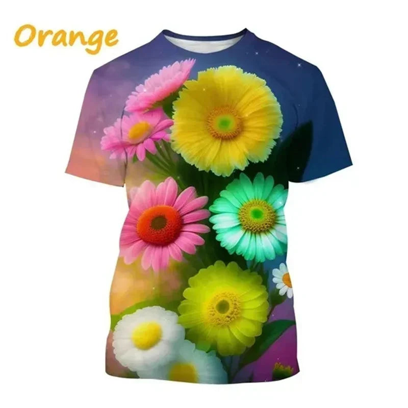 1.Unisex Chrysanthemum & Daisies 3D  T-Shirts (XS-4XL)