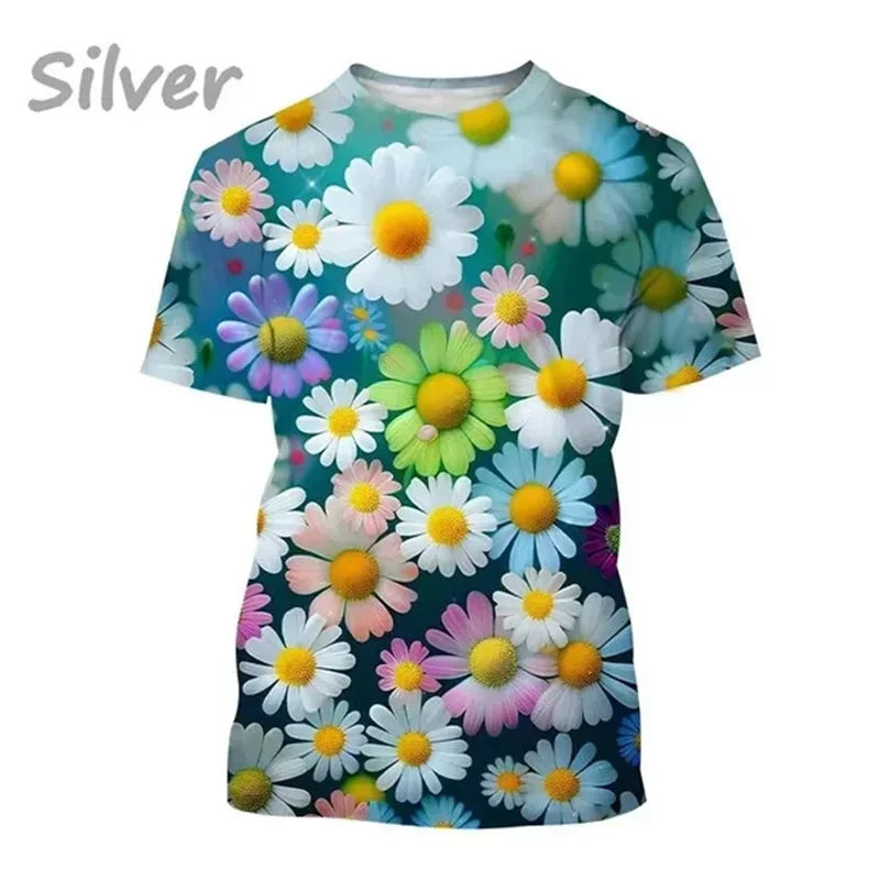 1.Unisex Chrysanthemum & Daisies 3D  T-Shirts (XS-4XL)