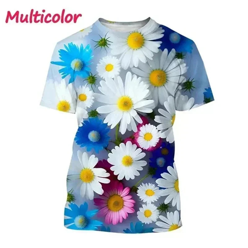 1.Unisex Chrysanthemum & Daisies 3D  T-Shirts (XS-4XL)