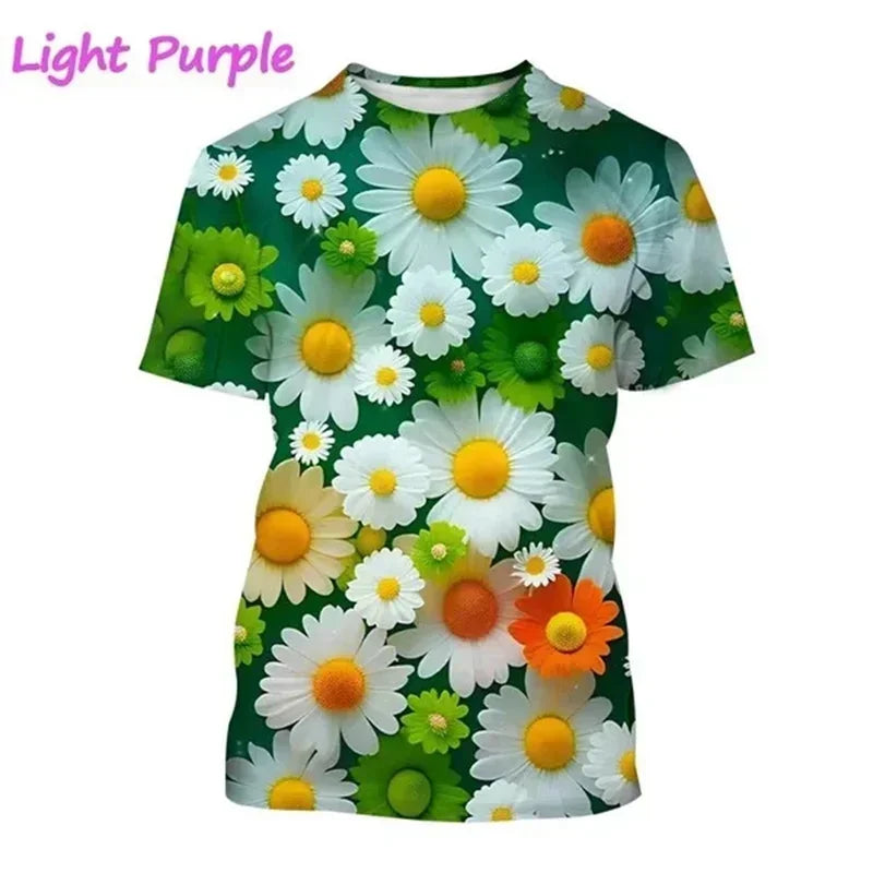 1.Unisex Chrysanthemum & Daisies 3D  T-Shirts (XS-4XL)