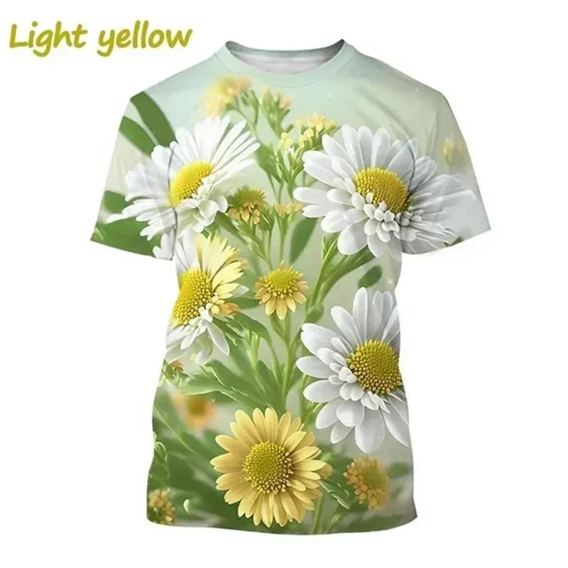 2.Unisex Chrysanthemum & Daisies 3D  T-Shirts (XS-4XL)