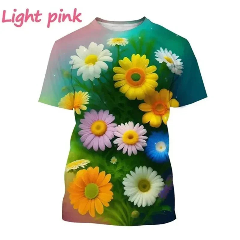 2.Unisex Chrysanthemum & Daisies 3D  T-Shirts (XS-4XL)