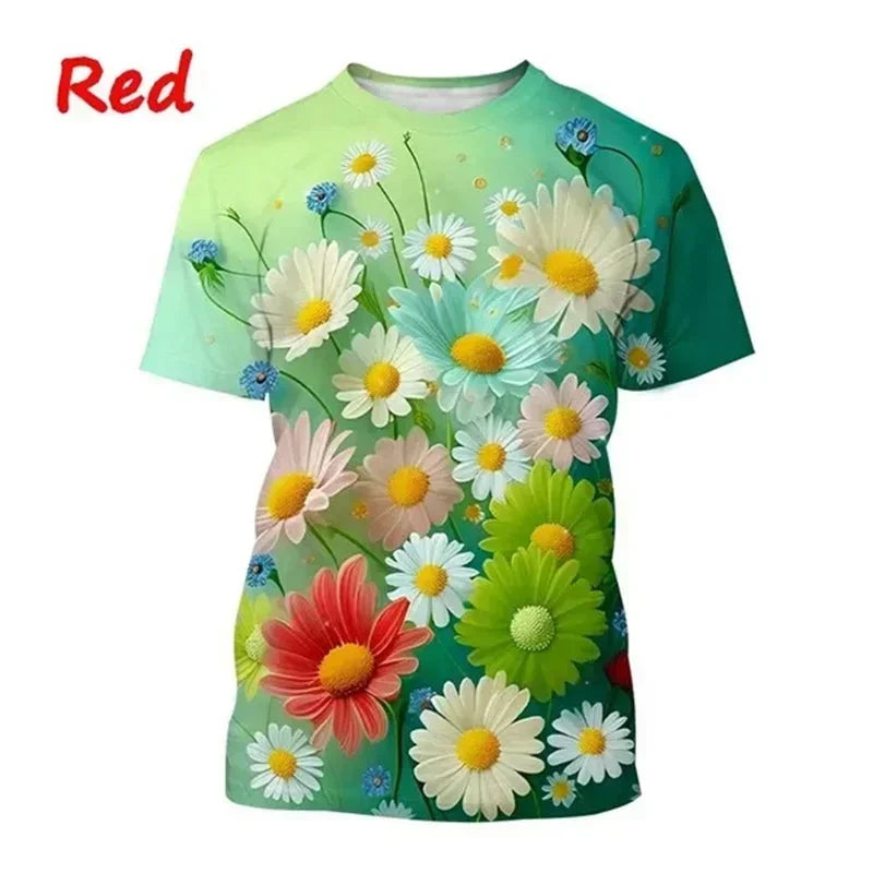 3.Unisex Chrysanthemum & Daisies 3D  T-Shirts (XS-4XL)