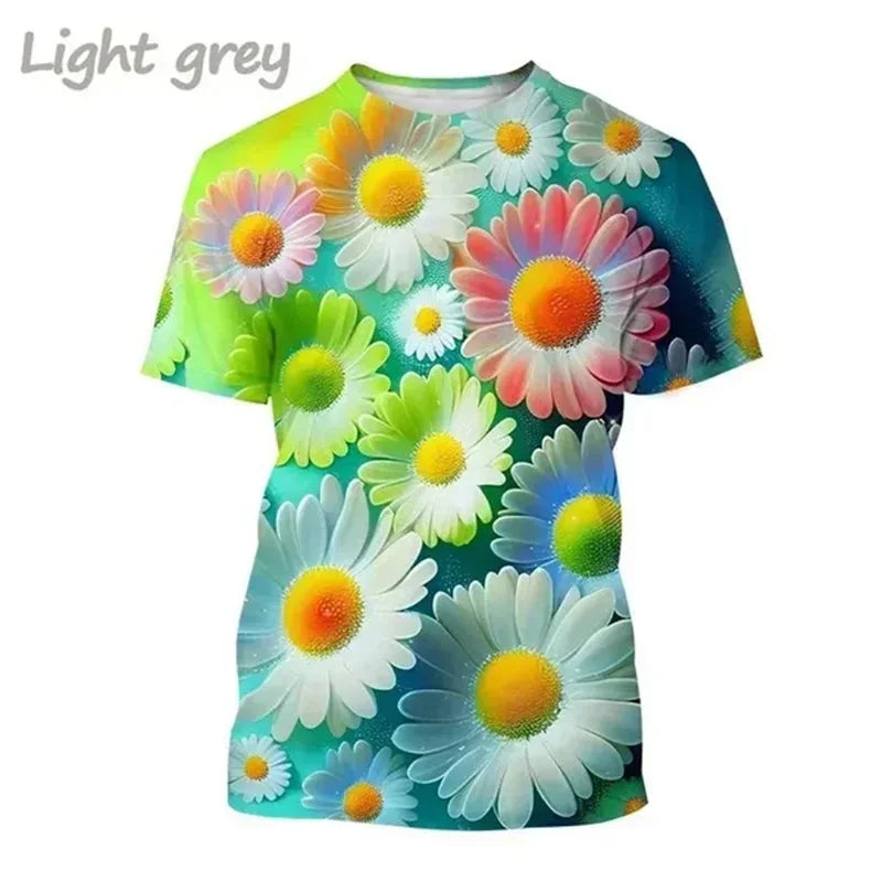 3.Unisex Chrysanthemum & Daisies 3D  T-Shirts (XS-4XL)