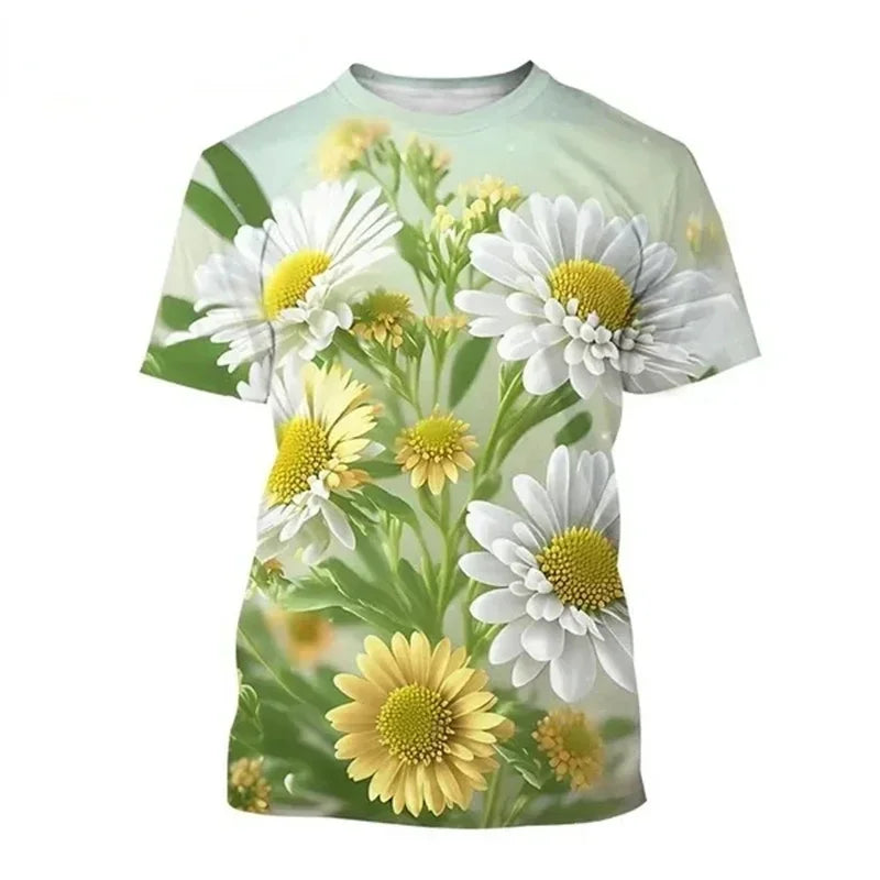3.Unisex Chrysanthemum & Daisies 3D  T-Shirts (XS-4XL)
