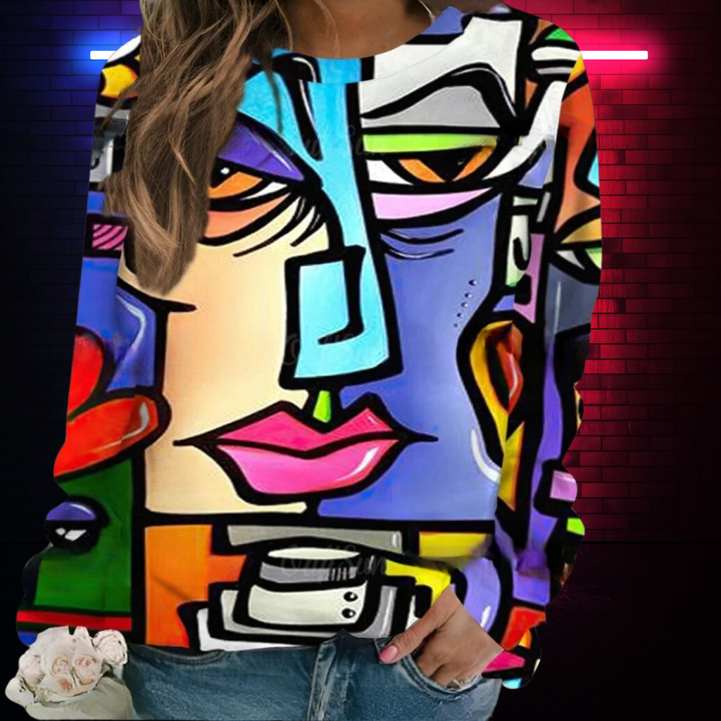 Unisex Geometric Abstract Face Art Sweatshirt Collection (Sizes S to XXXL) - Ltd Time Only!