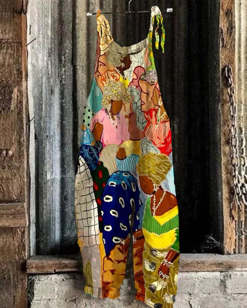 Boho-Chic 3D Printed Loose Jumpsuit & Dungarees Collection