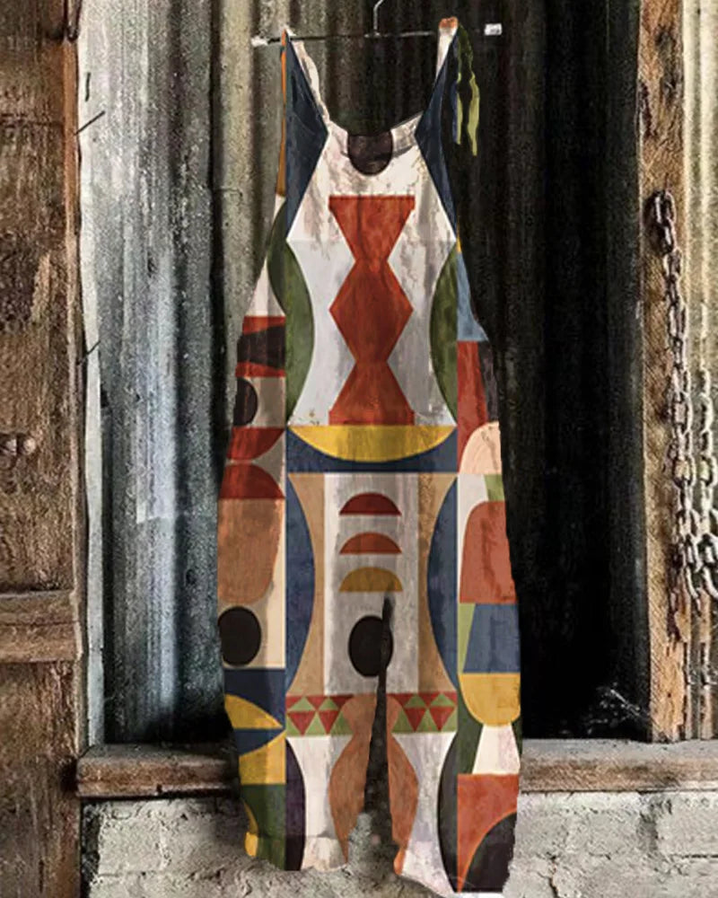 Boho-Chic 3D Printed Loose Jumpsuit & Dungarees Collection