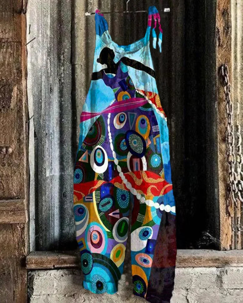 Boho-Chic 3D Printed Loose Jumpsuit & Dungarees Collection