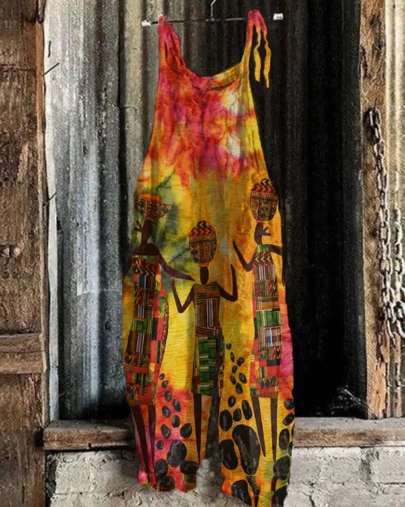 Boho-Chic 3D Printed Loose Jumpsuit & Dungarees Collection