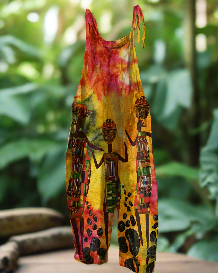 Boho-Chic 3D Printed Loose Jumpsuit & Dungarees Collection