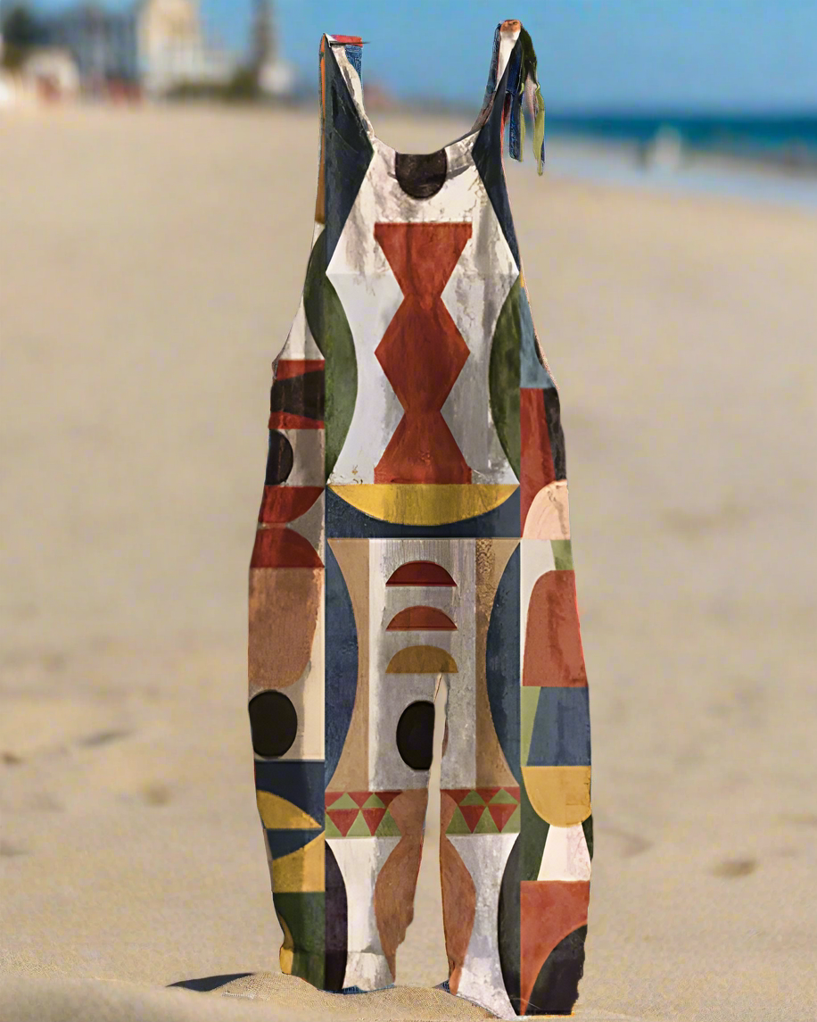 Boho-Chic 3D Printed Loose Jumpsuit & Dungarees Collection