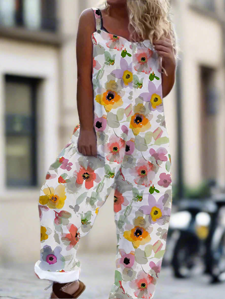 2.Retro Rebel Floral Jumpsuit – Strappy Street Style Romper Collection