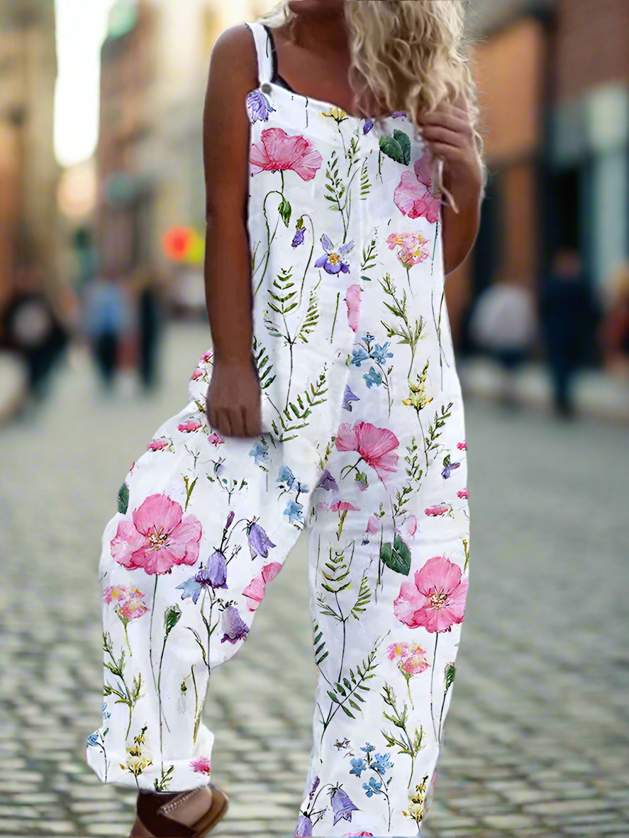 2.Retro Rebel Floral Jumpsuit – Strappy Street Style Romper Collection
